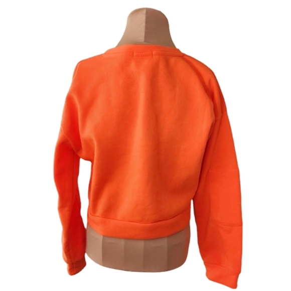 HEART & HIPS‎ Sweatshirt Tangerine Cropped Zip Sleeve Utility Women's Small - Picture 2 of 6
